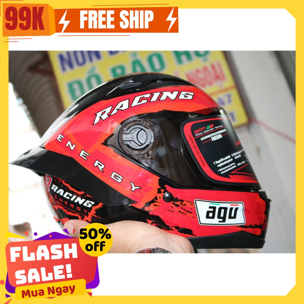 Nón bảo hiểm AGU Racing + đuôi gió