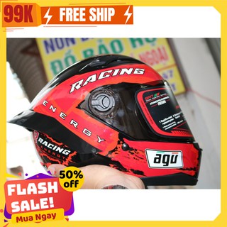 Nón bảo hiểm AGU Racing + đuôi gió