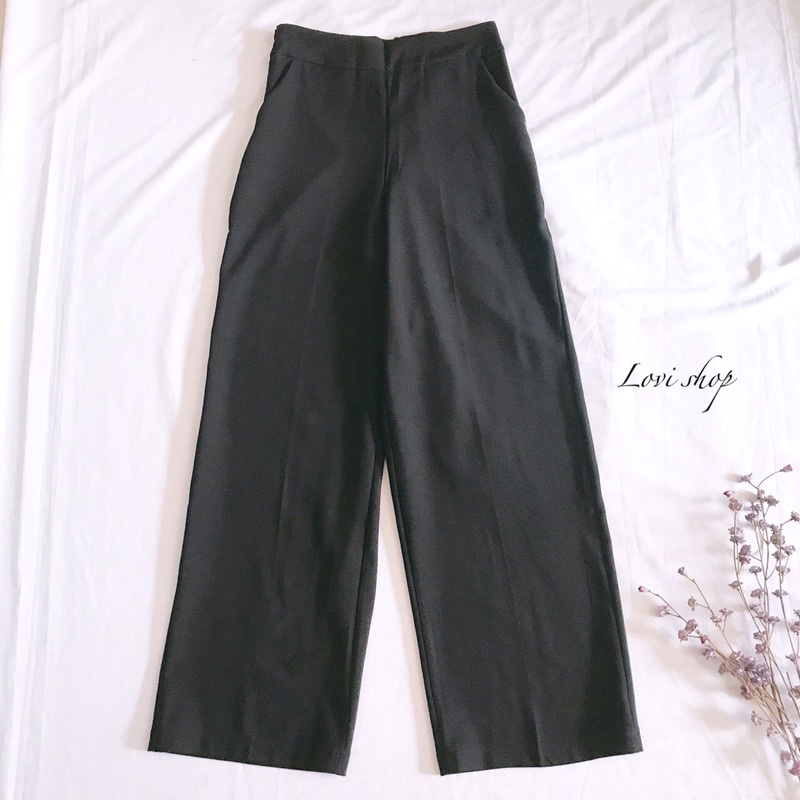 QUẦN CULOTTES ỐNG RỘNG KHOÁ KÉO HÔNG TÚI XÉO LOVI
