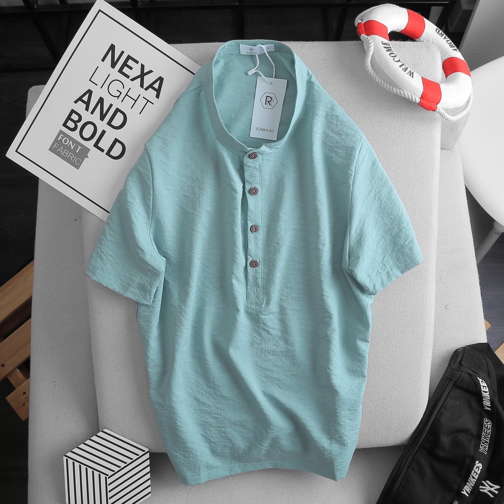 [ kèm Clip Thật ] Áo sơ mi Đũi Nam ngắn tay cổ tàu siêu đẹp | BigBuy360 - bigbuy360.vn