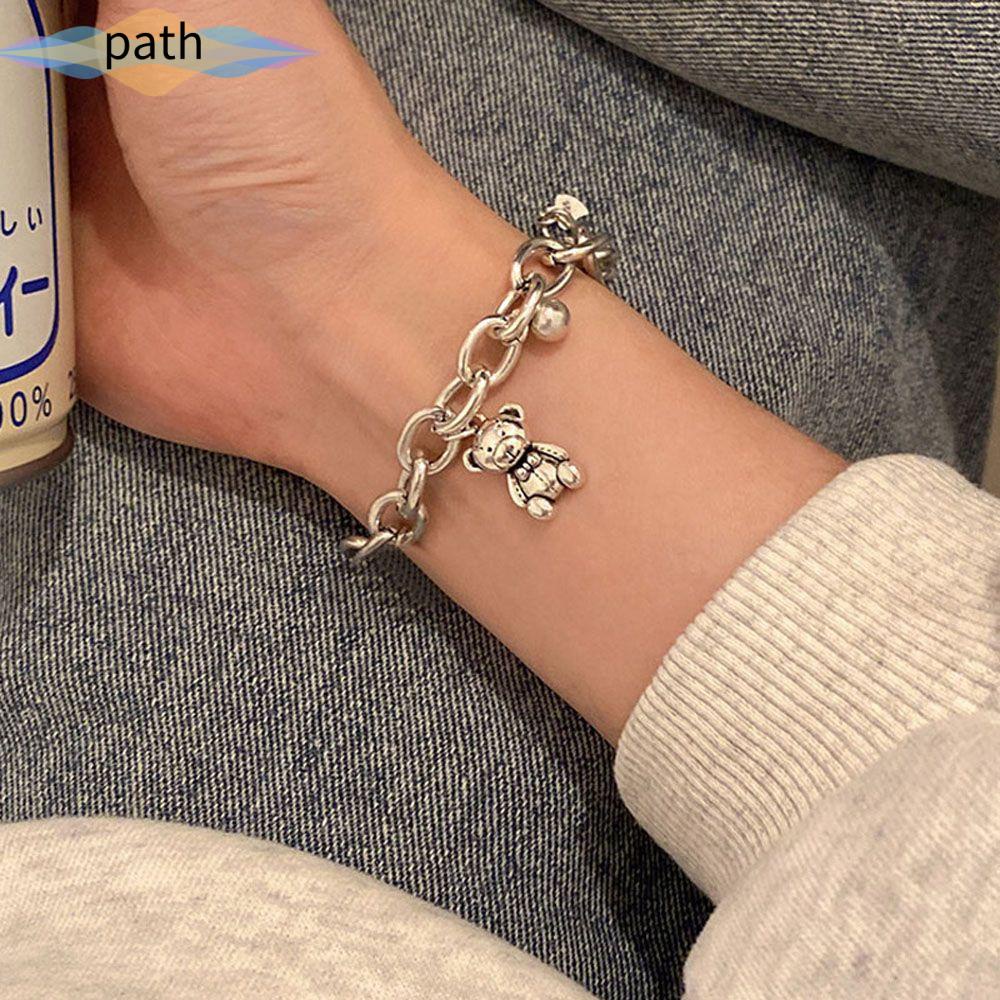 Vòng tay dây xích mặt hình gấu thời trang đơn giản dễ thương cho nữ