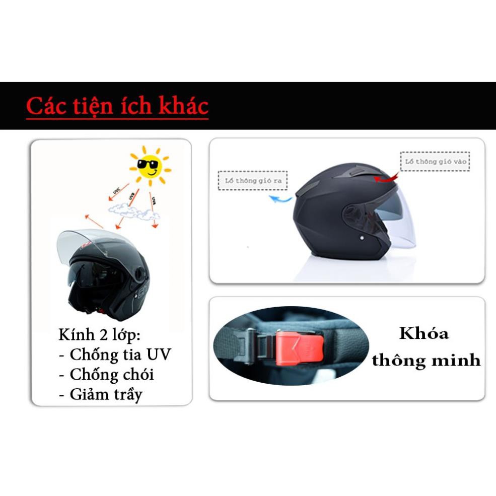 GIẢM GIÁ [CHÍNH HÃNG] Mũ Bảo Hiểm 3/4 YOHE 878 2 Kính [FREE SHIPPING HCM]