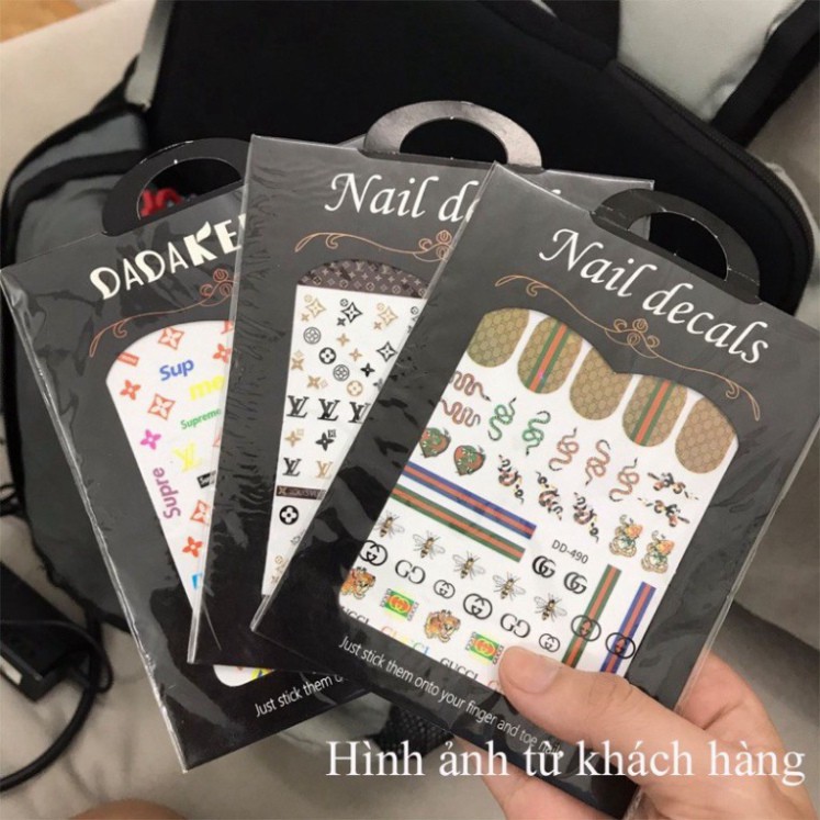 Miếng dán móng tay 3D nail sticker chủ đề họa tiết các thương hiệu nổi tiếng 12 mẫu (lẻ 1 tấm) SQ62