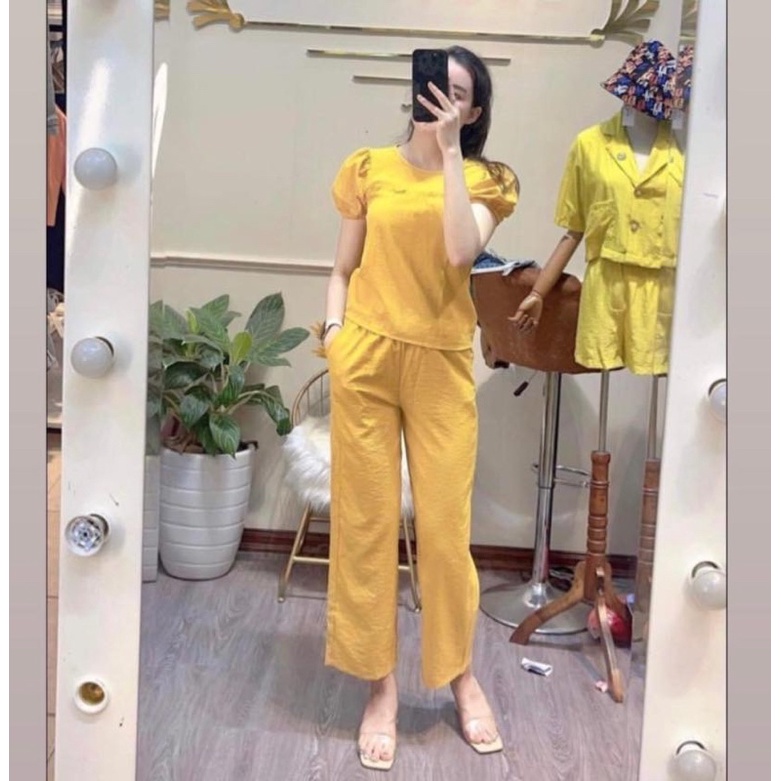 SET BỘ ĐỒ ÁO CHẤT ĐŨI GẦN + QUẦN DÀI DÁNG THỤNG SIÊU HOT 2022