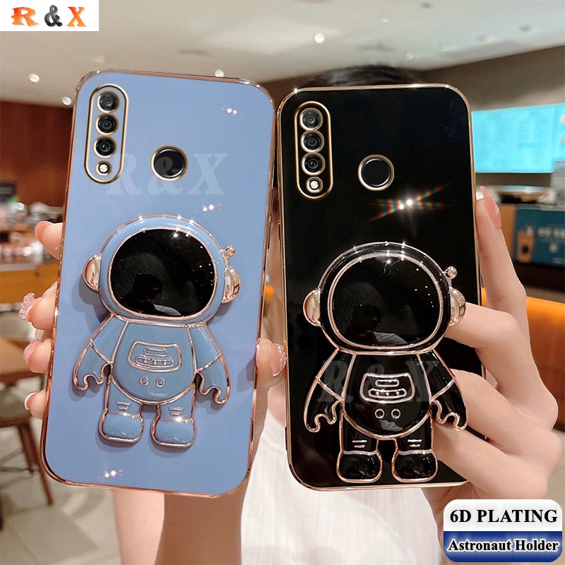 Ốp Điện Thoại Dẻo Tráng Gương Hình Phi Hành Gia Kèm Giá Đỡ Cho Huawei P30 Lite P40 P20 Pro Y9S Mate 20 Mate30 R&amp;X