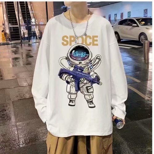 Áo thun nam phi hành gia dài tay có cổ in hình phi hành đoàn (M-3XL)