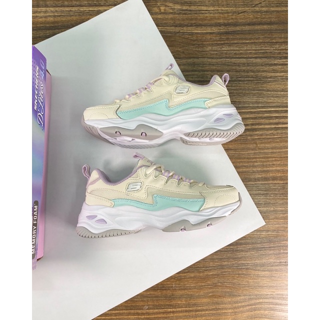 Giày thể thao nữ đế cao phối màu trẻ trung thương hiệu Skechers da thật hàng cao cấp