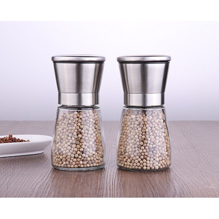 Cối Xay Muối Và Hạt Tiêu Bằng Thép Không Gỉ Cao Cấp -Máy Xay Thảo Mộc, Gia Vị Thủ Công