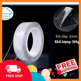 Băng keo 2 mặt 💝 Băng Dính Dán Tường trong suốt siêu dính cường lực siêu chắc chịu lực chịu nhiệt (5cm x 3m)
