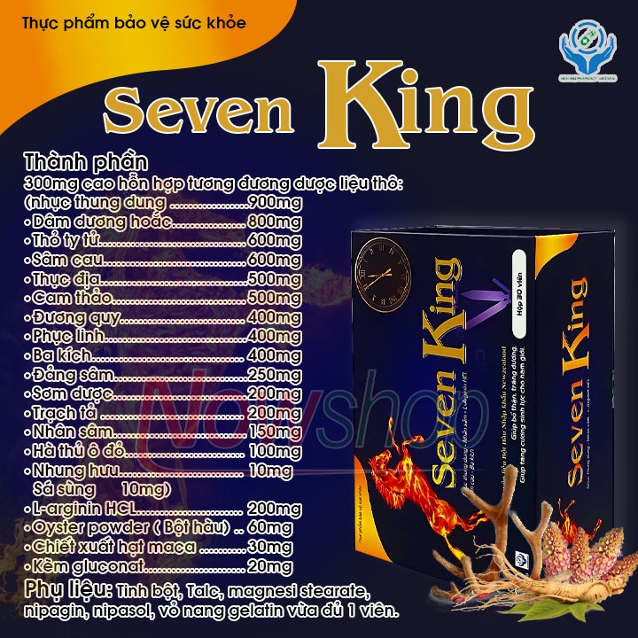Viên uống tăng cường sinh lý nam Seven King hỗ trợ bổ thận tráng dương tăng cường sinh lực giảm đau lưng mỏi gối