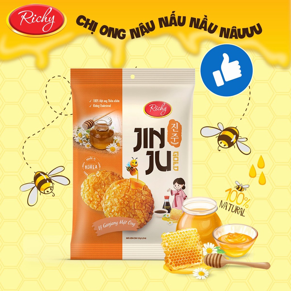 Bánh gạo Richy Jinju Gold hương vị Ganjang mật ong 120g