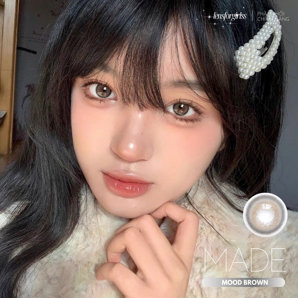 Kính áp tròng xám tây có viền MADE MOOD BROWN chính hãng IDOL LENS | HSD 8-12 tháng | Lens cận