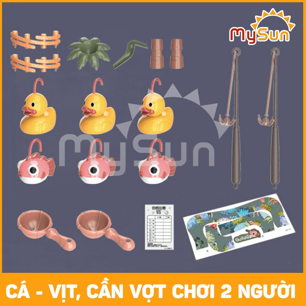 Bể câu cá 🌸FREESHIP🌸 đồ chơi NHẠC NƯỚC trẻ em | Bộ đồ chơi câu Cá cho bé bằng gỗ nhựa ABS 2 tầng tặng 3 PIN AA - MYSUN