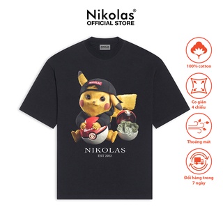 Áo unisex nikolas 100% cotton pikachu x nikolas est 2022