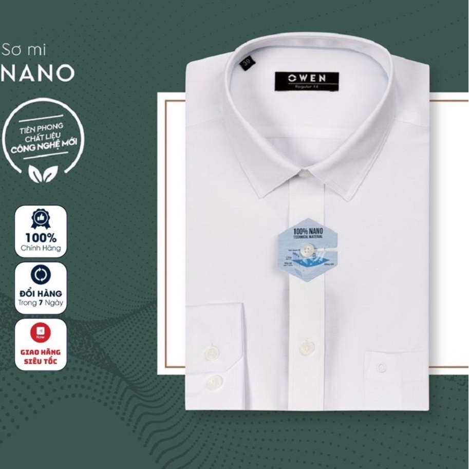 OWEN - Áo sơ mi trắng dài tay OWEN chất Nano không nhăn, chất siêu mát, siêu nhẹ