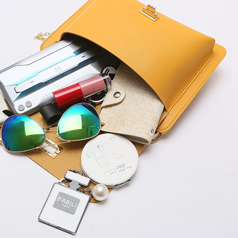 Túi đeo chéo dáng vuông vân da cá sấu hai mặt phối khăn choàng đựng điện thoại thời trang Hàn Quốc cho nữ