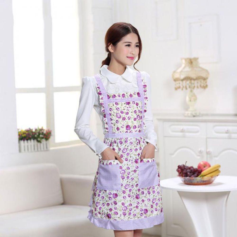 Tạp Dề Hai Lớp Chống Thấm Nước Chống Dầu Họa Tiết Kẻ Sọc Caro