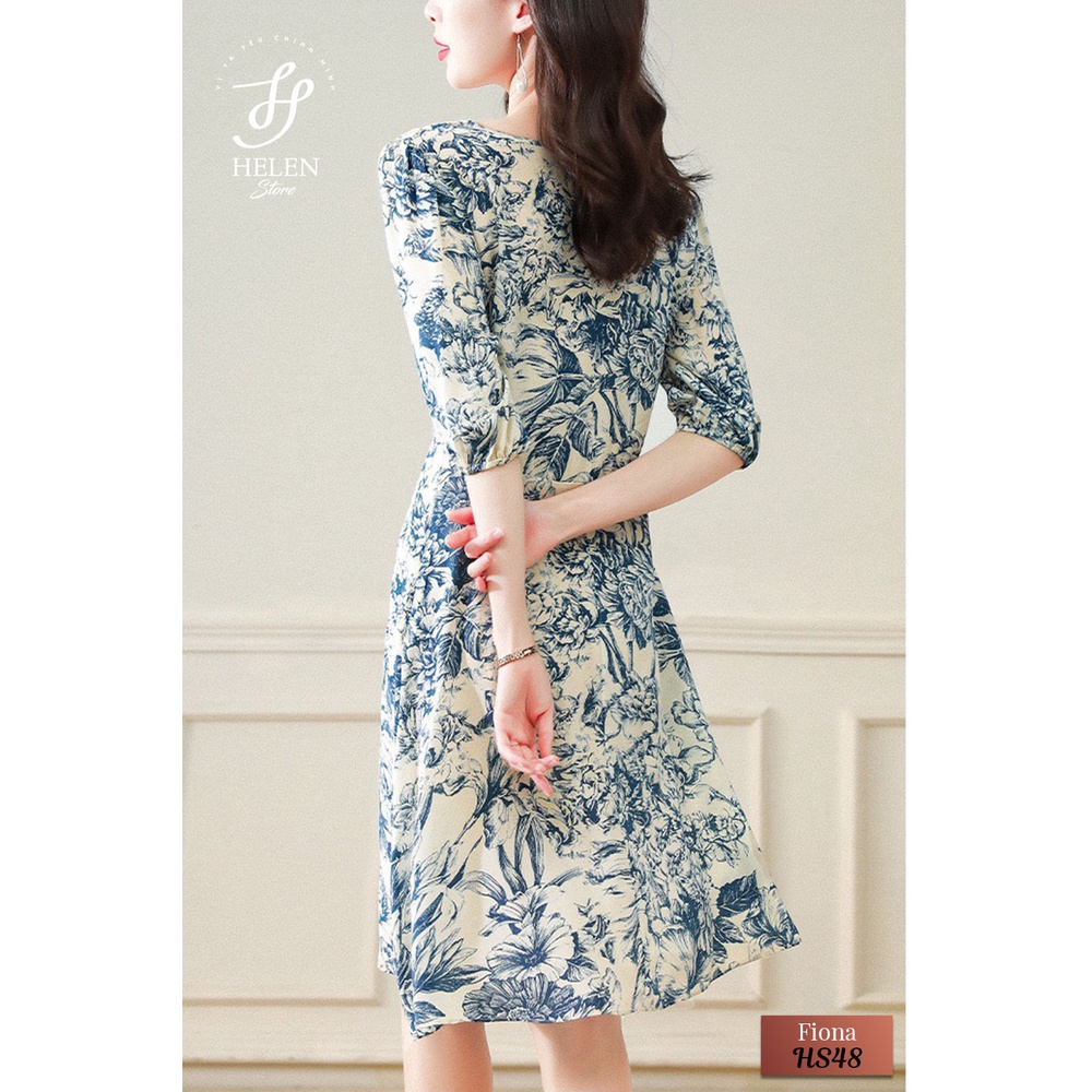 Đầm dáng xòe họa tiết gốm sứ sang trọng - Fiona Dress - Helen Boutique