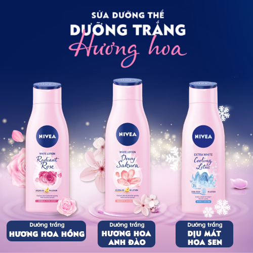 Sữa dưỡng thể dưỡng trắng dịu mát Nivea Healthy Glow Cooling Lotus 200ml