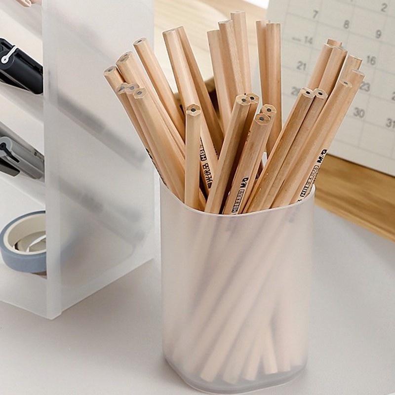 Ống cắm bút hình tròn trong mờ nhám đa năng tiện dụng cho học sinh / gia đình / văn phòng