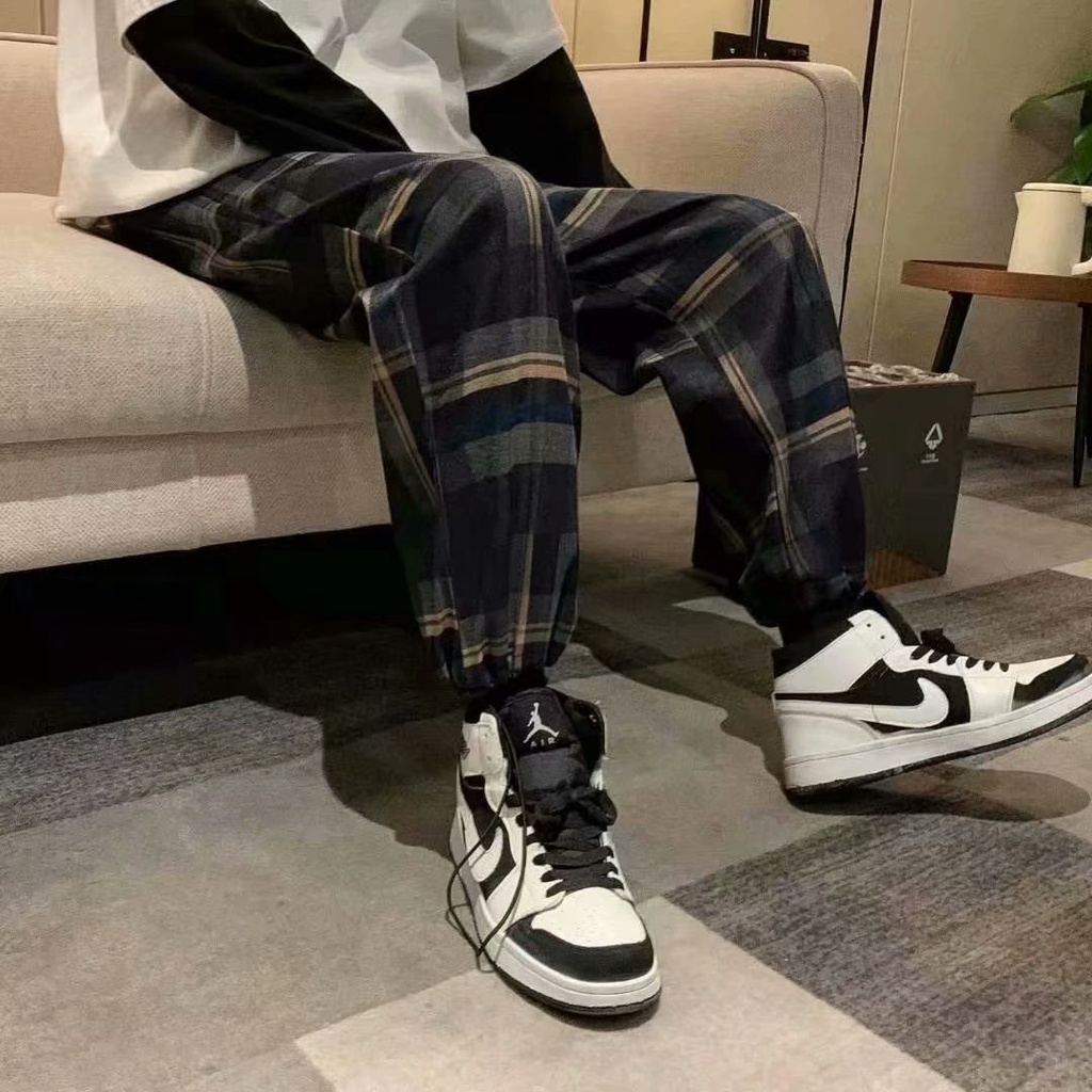 Quần Dài Ống Rộng Họa Tiết Sọc Caro Cách Hàn Quốc QuầN ỐNg RộNg Unisex QuầN Nam Cao CấP QuầN Thể Thao Đen QuầN Nam Phong CáCh