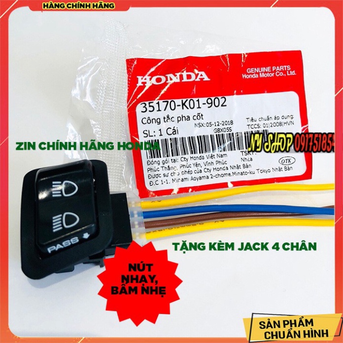 Công Tắc Passing SH Chính Hãng Honda ( tặng jack 4 chân - Chế Passing Honda đời mới) Ảnh thật Sp