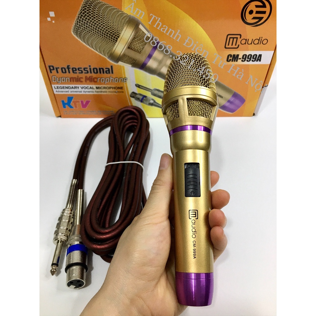 Micro Có Dây CM 999A Chính Hãng, Hút Giọng, Hát Nhẹ, Hỗ Trợ Chống Hú, Tay Mic Inox Cứng Cáp, Dây Chống Xoắn.