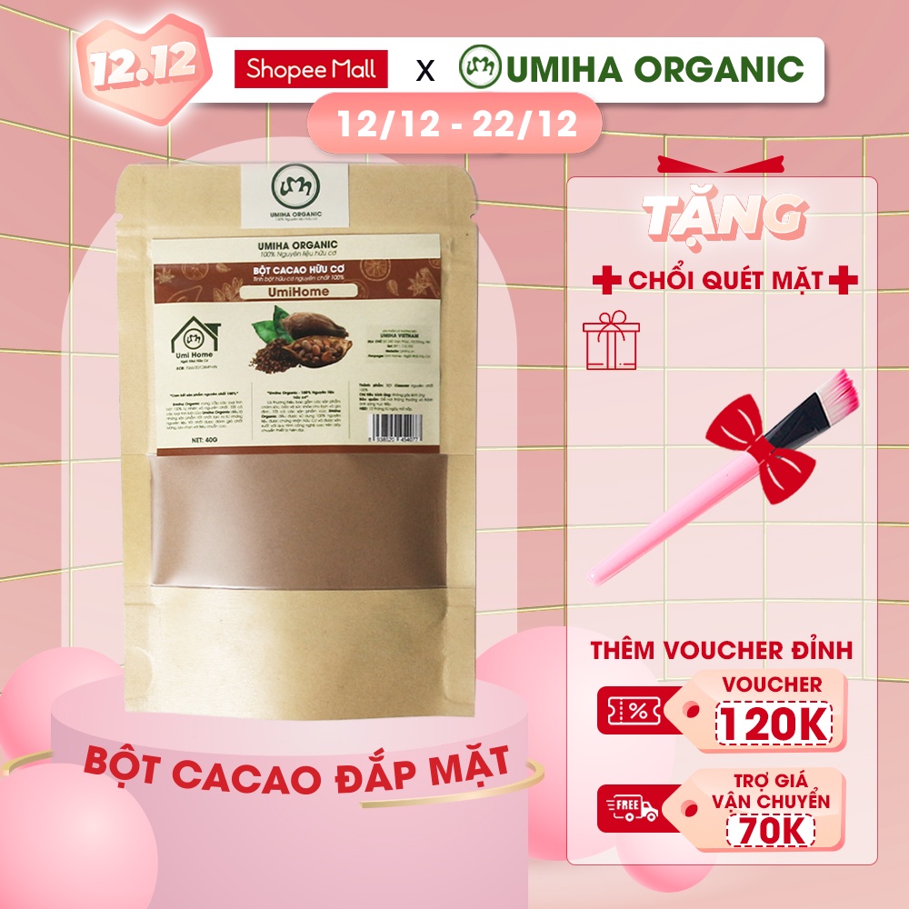 Bột Cacao dưỡng da hữu cơ UMIHA nguyên chất 40G Organic 100%