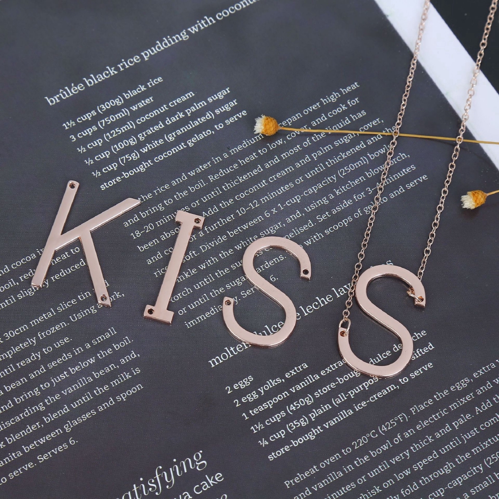 Dây Chuyền Mạ Vàng Hồng Mặt Hình Chữ Cái Từ A-T 26