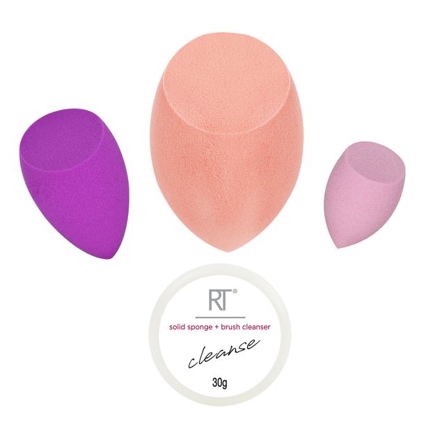 Set 3 mút và cục vệ sinh Real Techniques Miracle Sponges + Cleanse 4 Piece Makeup Sponge Set