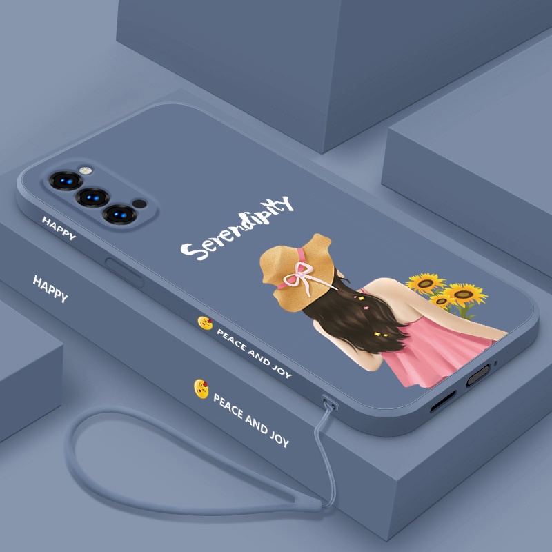 Ốp Điện Thoại Silicon In Hình Nhân Vật Hoạt Hình Có Dây Đeo Cho oppo reno 4 reno 5 reno 3