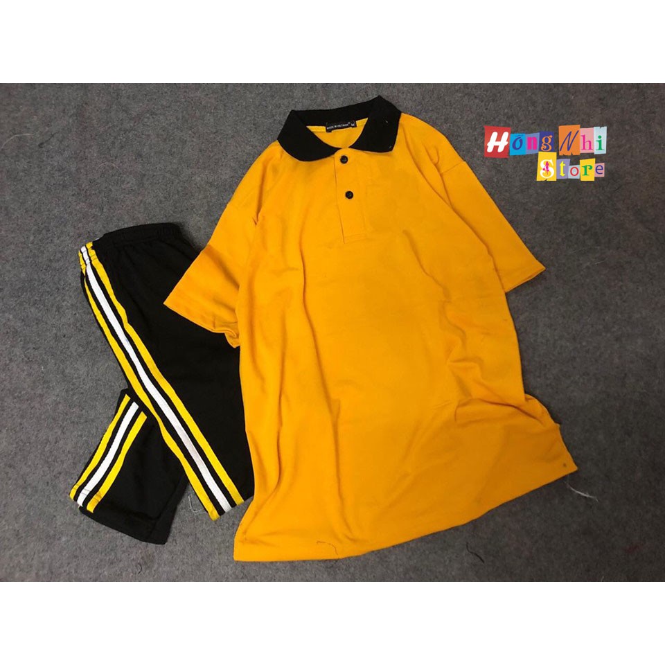 ÁO THUN POLO PHỐI CỔ TAY LỠ MÀU VÀNG - ÁO POLO MIX UNISEX YELLOW - MM