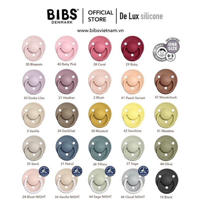 Ti giả Bibs DELUX Chính hãng núm silicon, Ti giả Bibs Silicon size 0-36M; tặng kèm hộp đựng