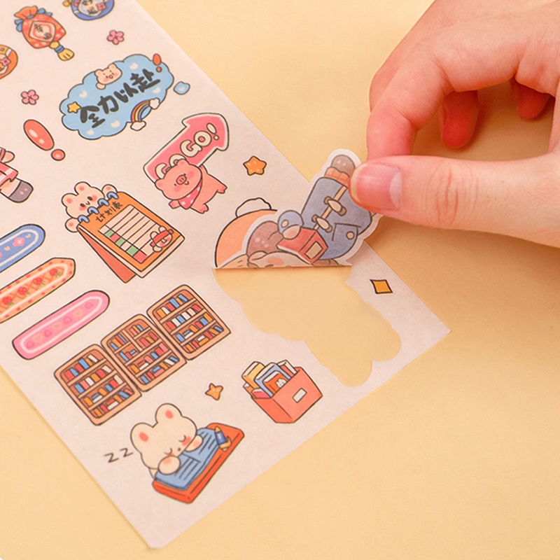 Miếng dán sticker trang trí DIY với nền trong suốt chủ đề hình cô gái cute dễ thương