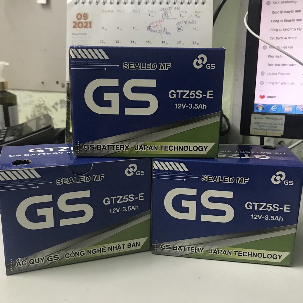 Bình ắc quy khô xe máy GTZ5S-E 12V 3.5AH chính hãng GS BATTERY