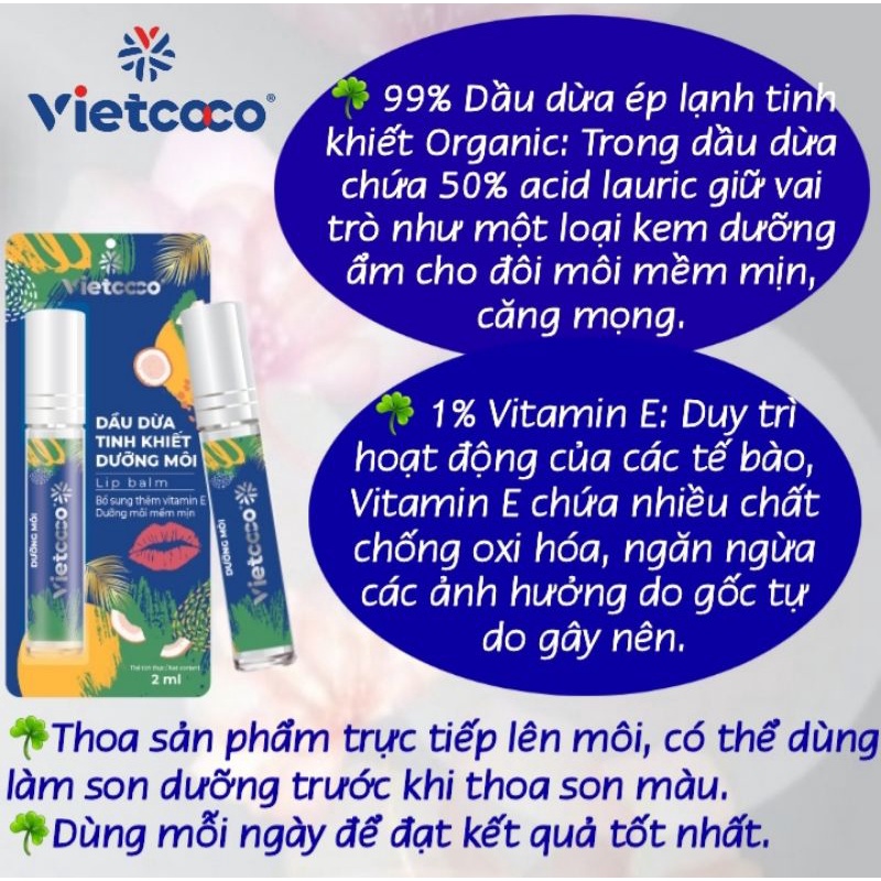 Dầu dừa dưỡng môi Organic VietCoCo công nghệ ép lạnh,nhiệt độ dưới 60º(CAM KẾT HÀNG CHÍNH HÃNG)