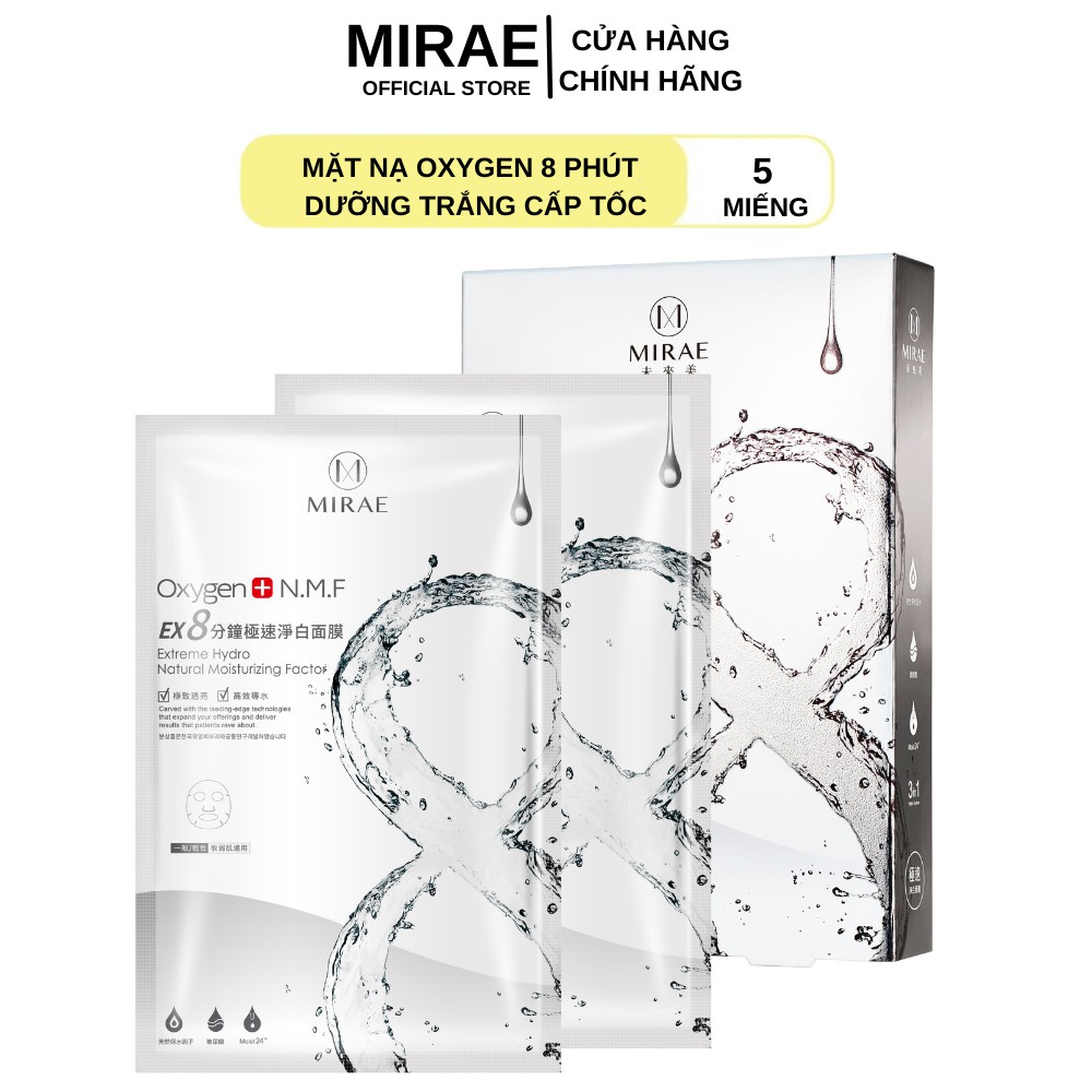 Mặt nạ Mirae EX8 phút dưỡng trắng cấp tốc - Oxygen cung cấp độ ẩm giúp da sáng bóng