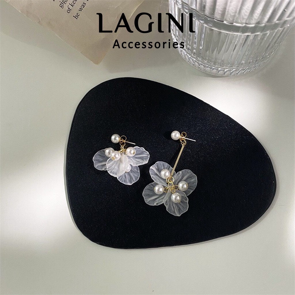 Bông tai khuyên tai bạc 925 đính hoa acrylic trắng Hàn Quốc nữ tính