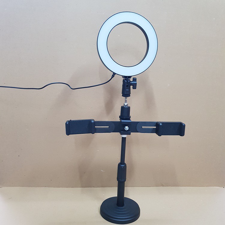 Đèn Livestream 16cm, Đèn Livestream Để Bàn Cao 55cm Có 2 Giá Đỡ Điện Thoại Quay Video, Livestream, Tiktok, Mẫu Mới 2020