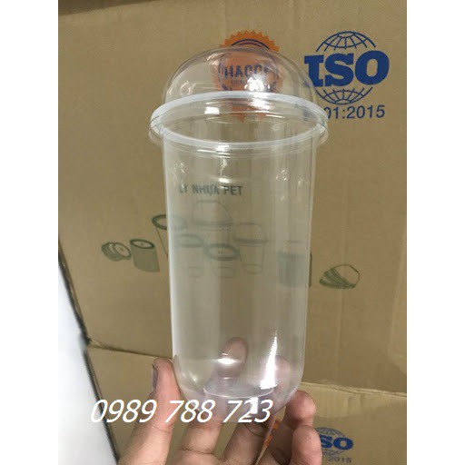 50 cốc nhựa chữ U 700ml Có Nắp Cầu - cốc đáy tròn, cốc bầu, cốc Q, cốc chữ U đựng trà sữa 700ml có nắp cầu