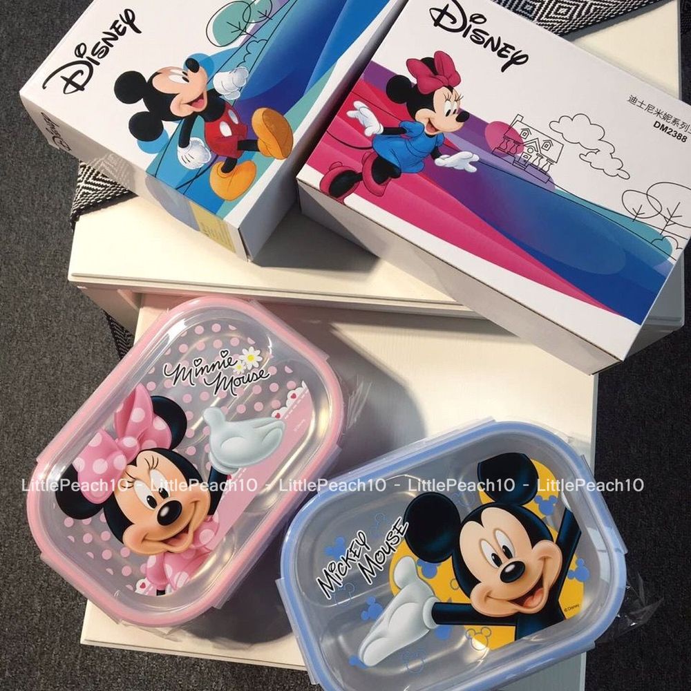 Hộp đựng cơm , khay cơm 3 ngăn Disney inox giữ nhiệt Frozen Car Monster cho trẻ em
