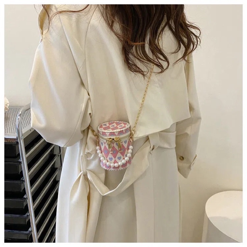 M43_Túi Quai Ngọc Dáng Tròn DIY Handmade