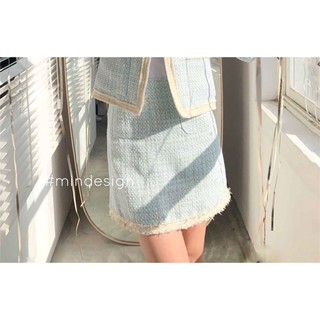 Chân váy tweed dạ xanh MIN DESIGN
