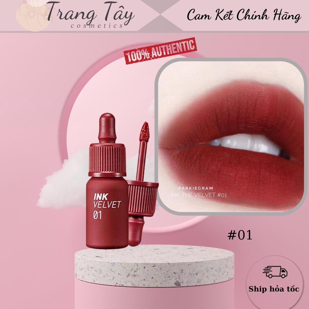 Son kem ink vetvel 01- đỏ đất/ Son Kem Siêu Lì, Siêu Mịn Peripera Ink The Velvet