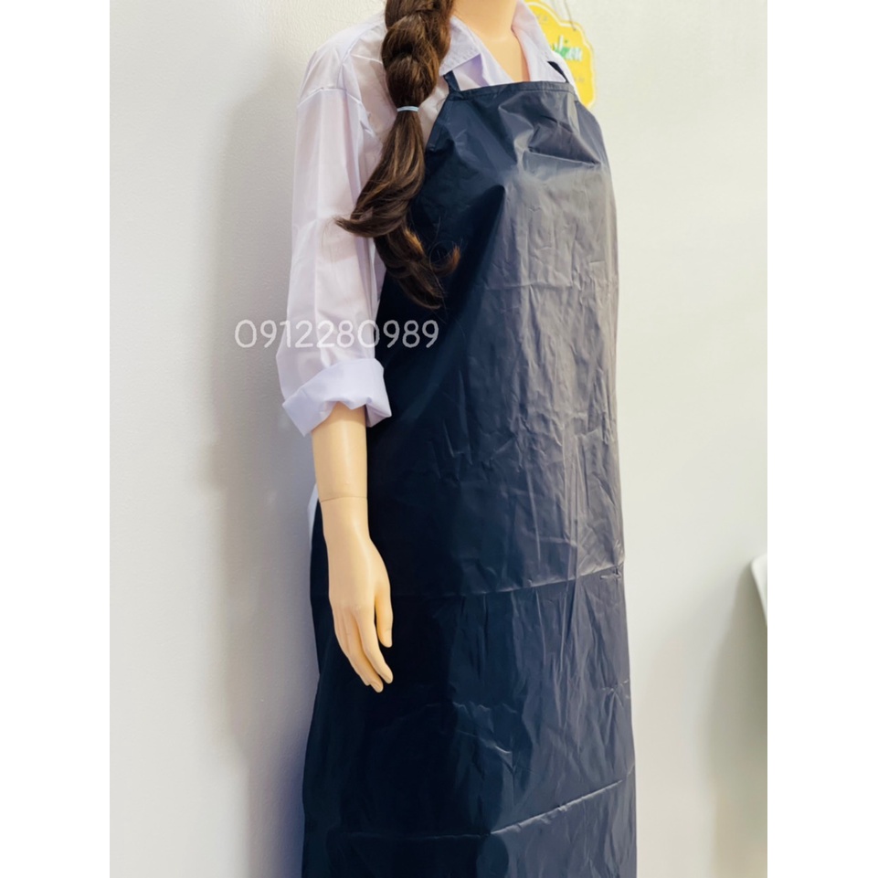 Tạp dề yếm chống thấm nước màu xanh đen, tạp dề thủy sản _ Hình chụp thật