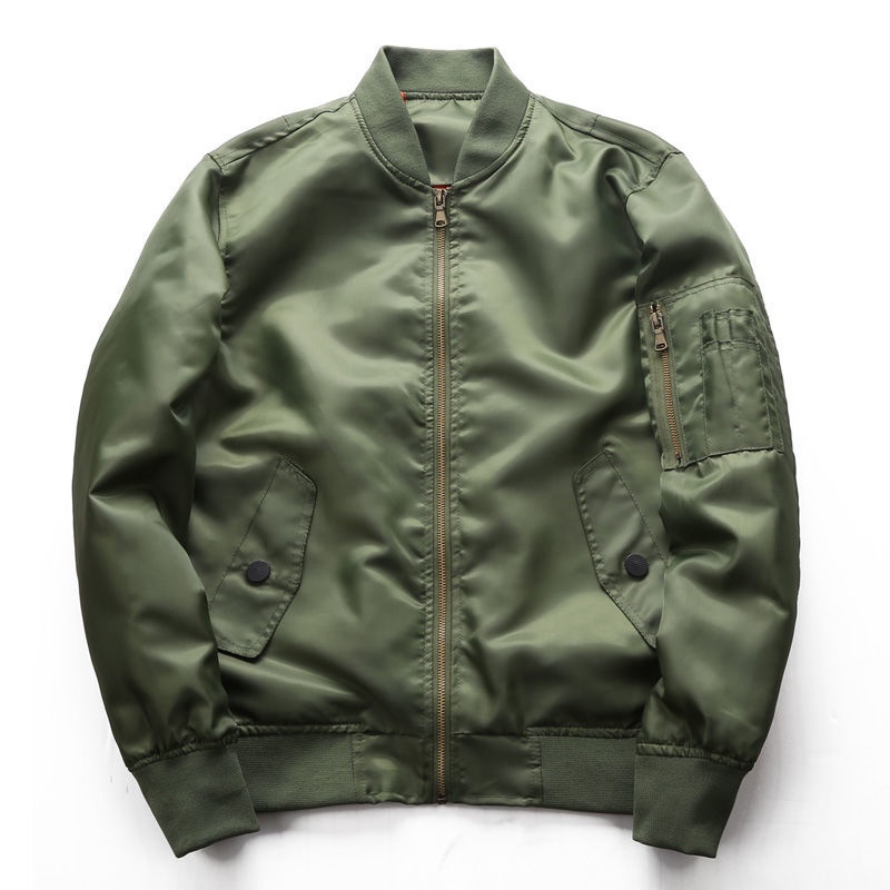 ❖❡☾Ưu đãi thời gian có hạn 2020 áo khoác bomber nam đồng phục bóng chày mùa xuân và mùa thu của lực lượng không quân nam quân đội áo khoác màu xanh lá cây của nam giới dụng cụ giải trí ngoài trời