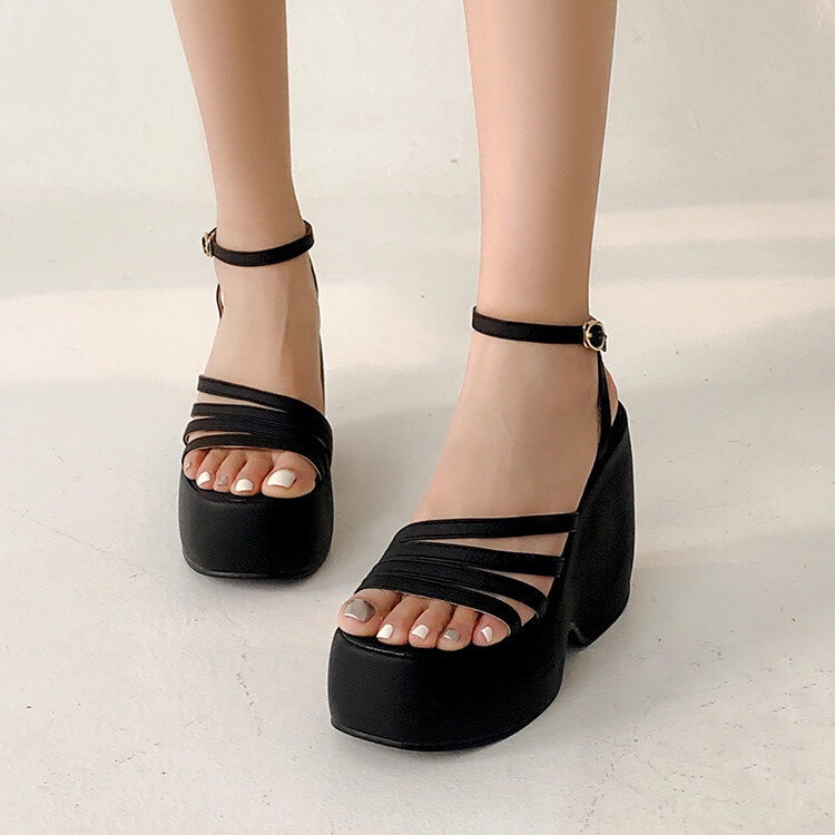 Giày Sandal Cao Gót 2022 12.5cm Đế Dày Cài Khóa Phong Cách Hàn Quốc Thời Trang Mùa Hè Cho Nữ