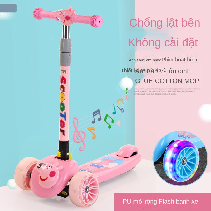 Xe máy điện trẻ em Piggy Peppa, ba bánh cho bé, bé trai và gái đều có thể đi