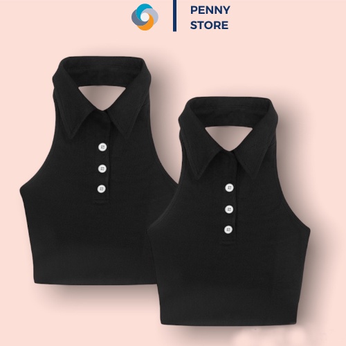 Áo croptop nữ body sát nách Penny polo cổ bẻ, áo hở lưng Polo, áo cổ yếm- mã PB131