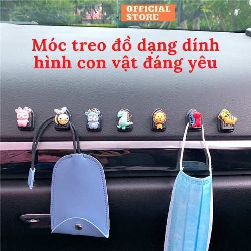 Móc treo đồ dạng dính ô tô , xe hơi hình con vật đáng yêu - Lavia Decor Car